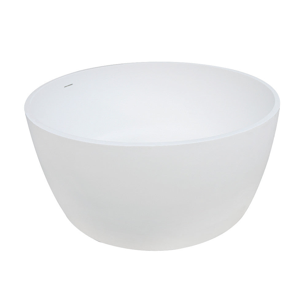 Kingston Brass VRTRS515124 51" Solid Surface Round Double Ended Freestanding Tub with Drain, Matte White