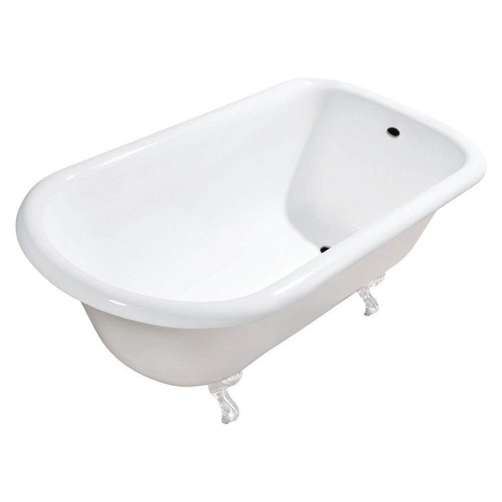 Aqua Eden VCTND483117WH 48" Cast Iron Classic Flat-Rim Roll Top Clawfoot Tub (No Faucet Drillings), White