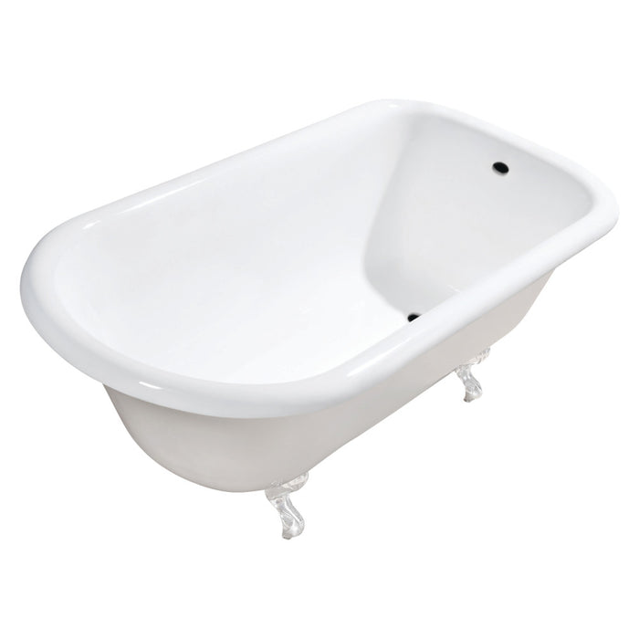 Aqua Eden VCTND483117WH 48" Cast Iron Classic Flat-Rim Roll Top Clawfoot Tub (No Faucet Drillings), White
