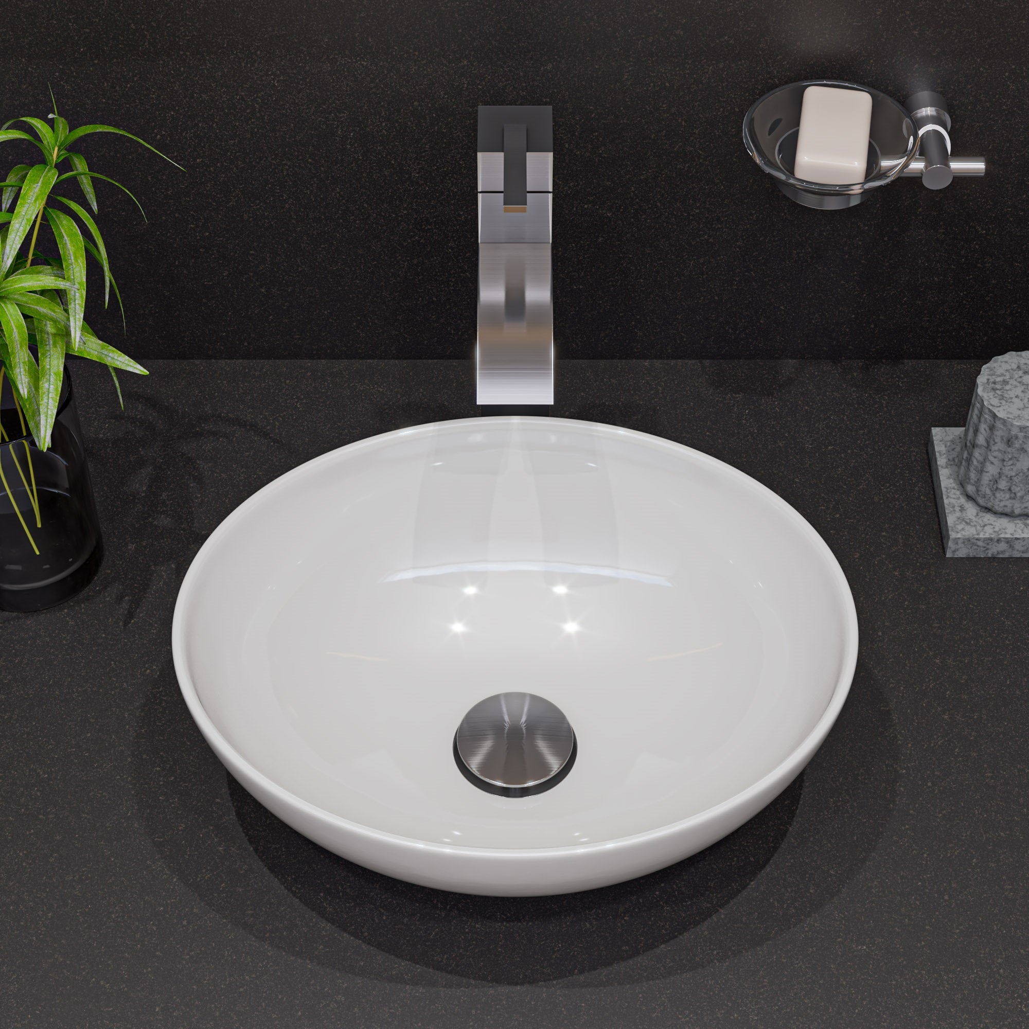 ALFI ABC913 White 16" Egg Shape Above Mount Ceramic Sink