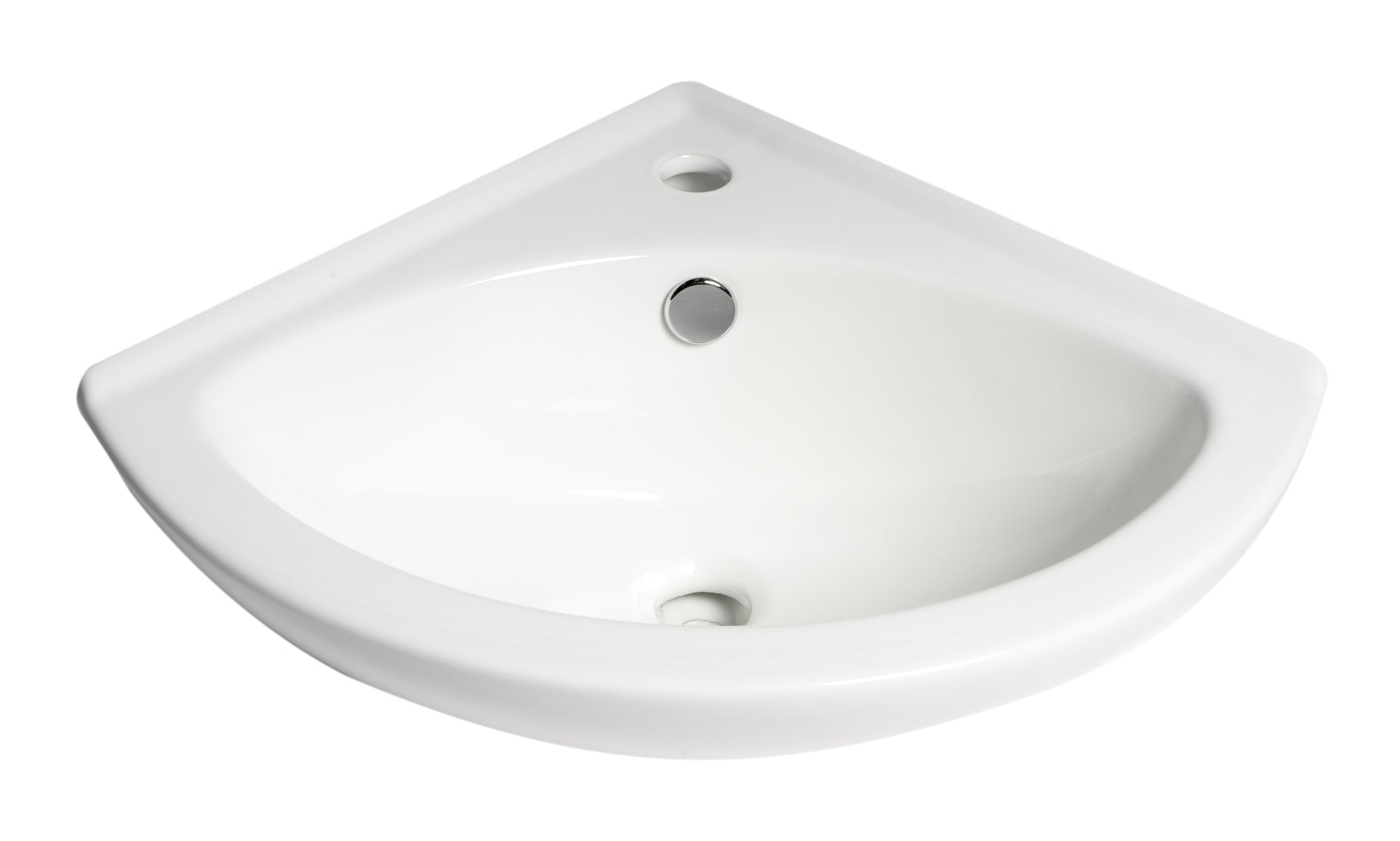 ALFI ABC120 White 22" Corner Wall Mounted Ceramic Sink with Faucet Hole