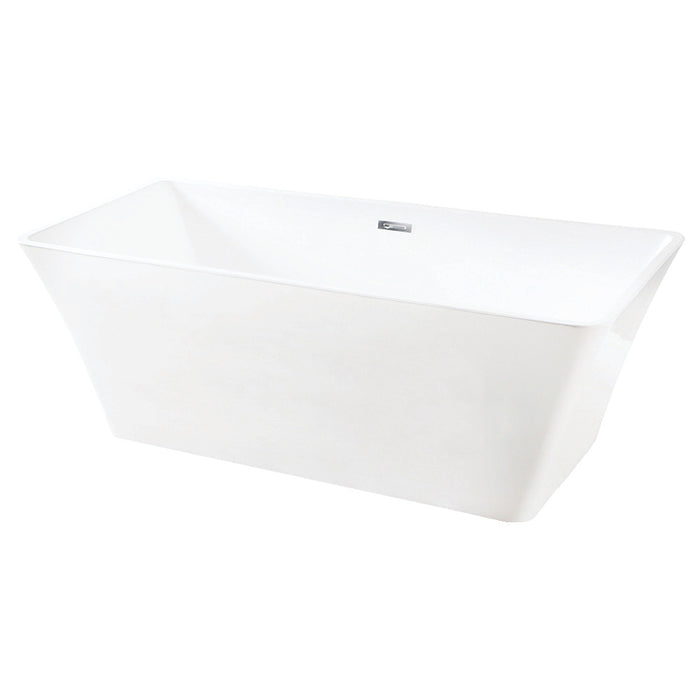 Kingston Brass VTSQ672923 67" Acrylic Rectangular Double Ended Freestanding Tub with Drain, Glossy White
