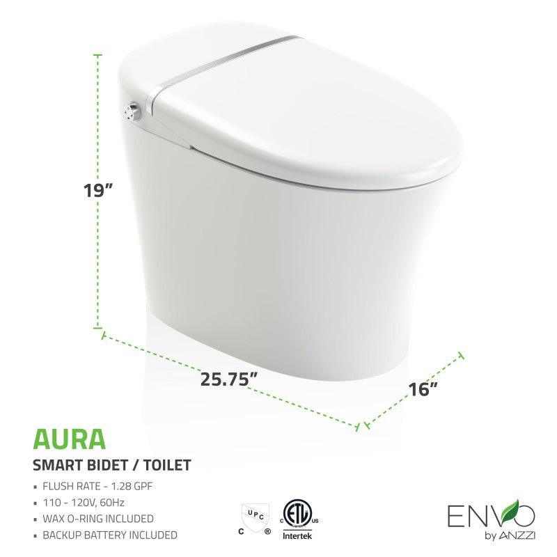 ANZZI ENVO Aura Smart Bidet Toilet with Remote & Auto Flush - Bathroom Design Center
