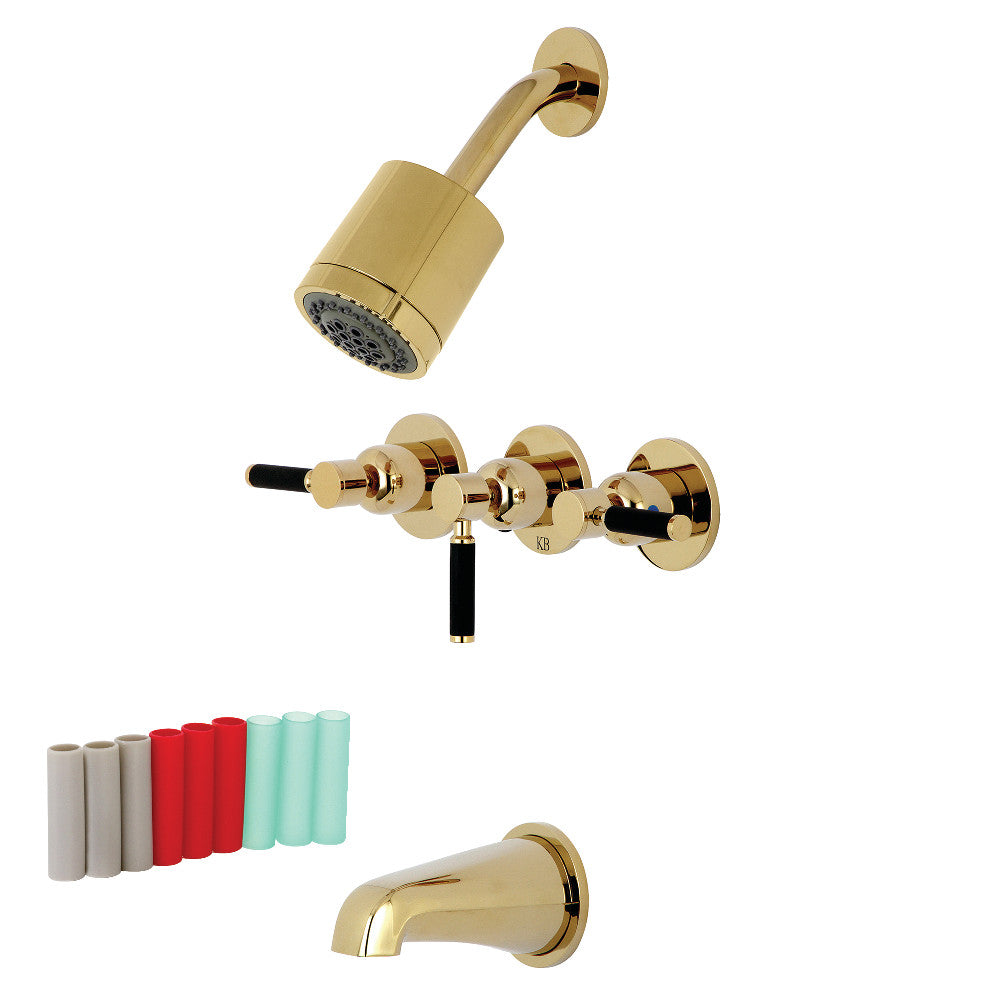 Kingston Brass KBX8132DKL Kaiser Triple-Handle Tub and Shower Faucet, Polished Brass