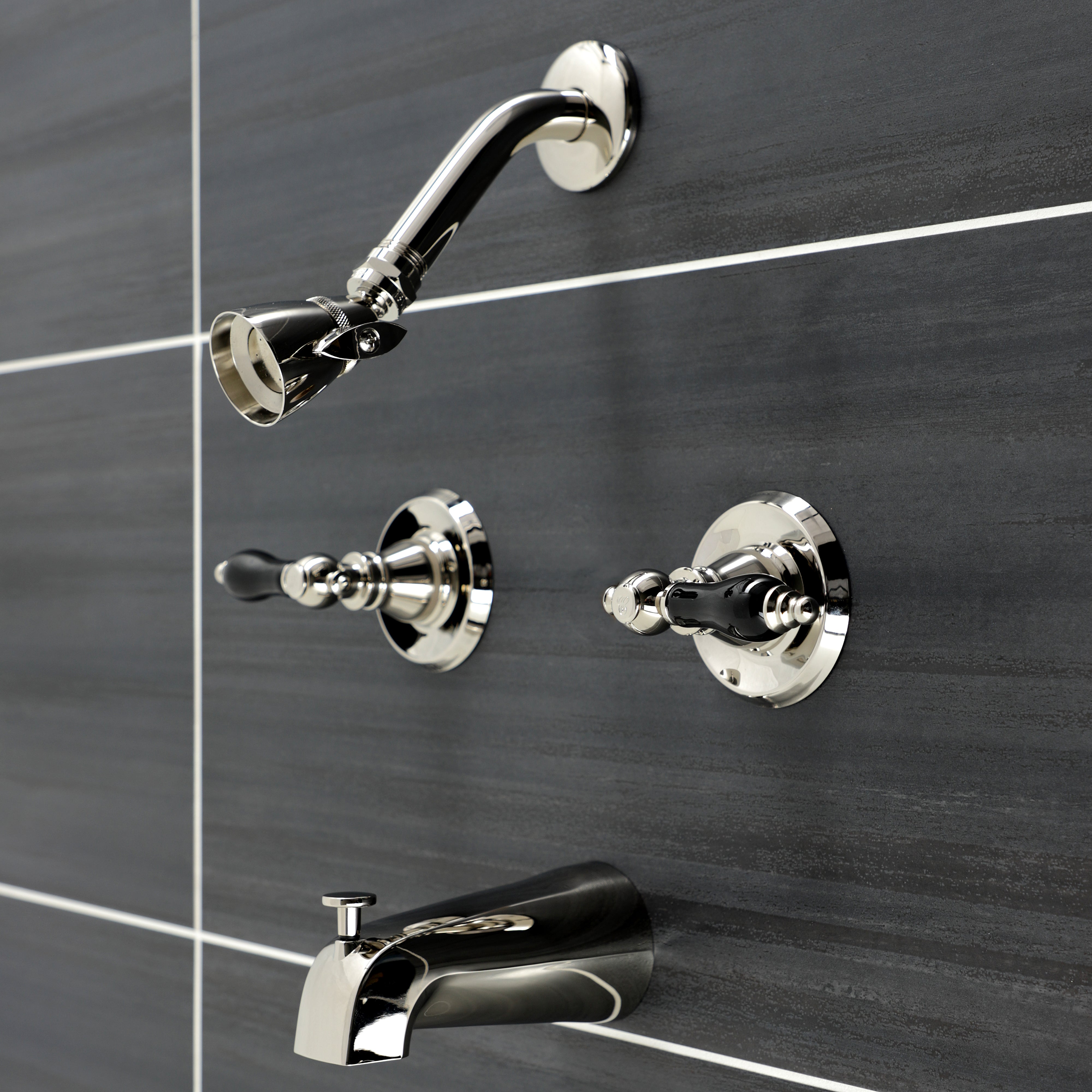 Kingston Brass KB246AKL Duchess Double-Handle Tub and Shower Faucet, Polished Nickel