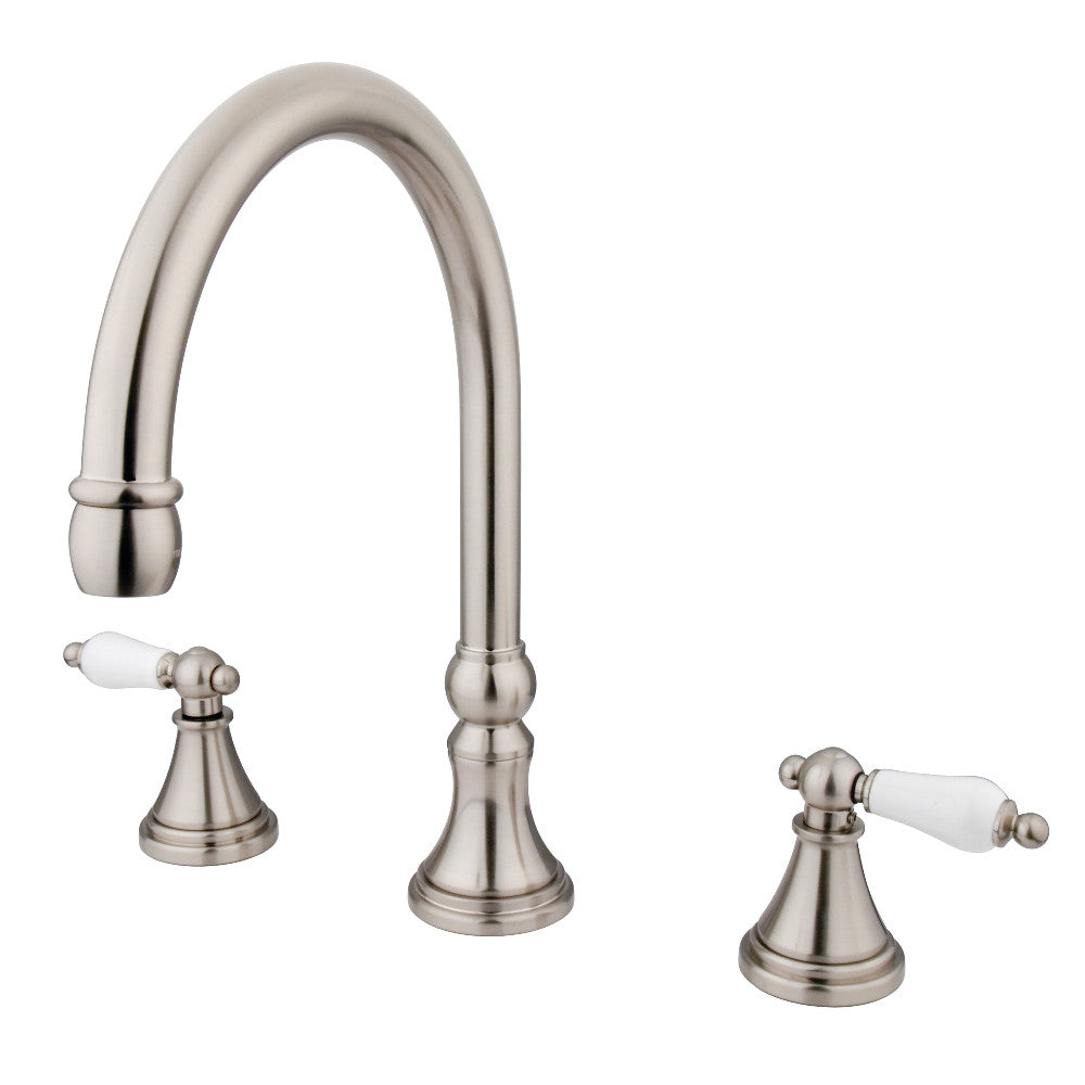 Kingston Brass KS2348PL Roman Two-Handle Deck Mount Roman Tub Faucet, Brushed Nickel