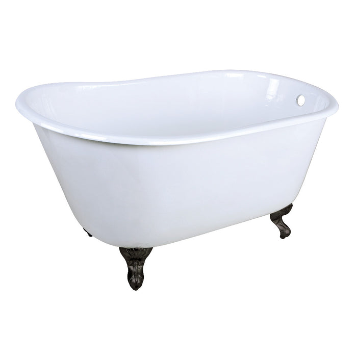 Aqua Eden VCTND4828NT0 48" Cast Iron Oval Single Slipper Clawfoot Tub (No Faucet Drillings), White/Matte Black