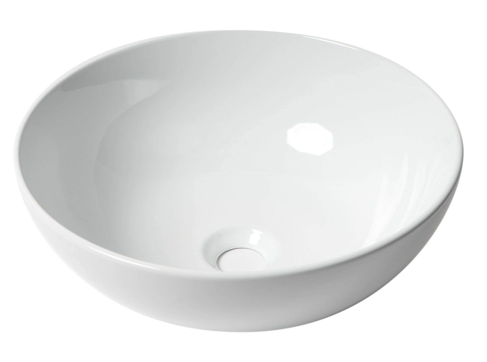 ALFI ABC905 White 15" Round Vessel Bowl Above Mount Ceramic Sink