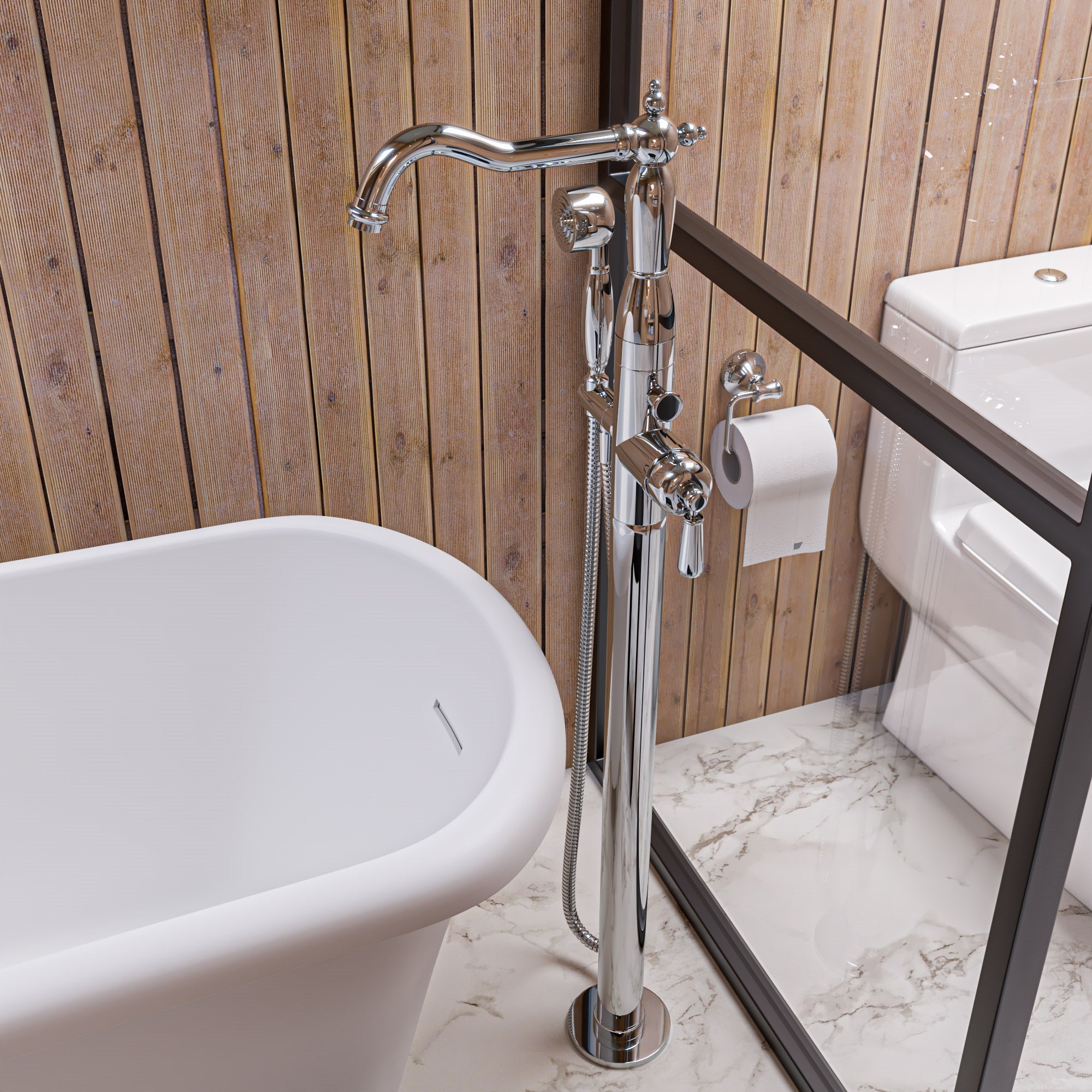 ALFI AB2553-PC Polished Chrome Free Standing Floor Mounted Bath Tub Filler