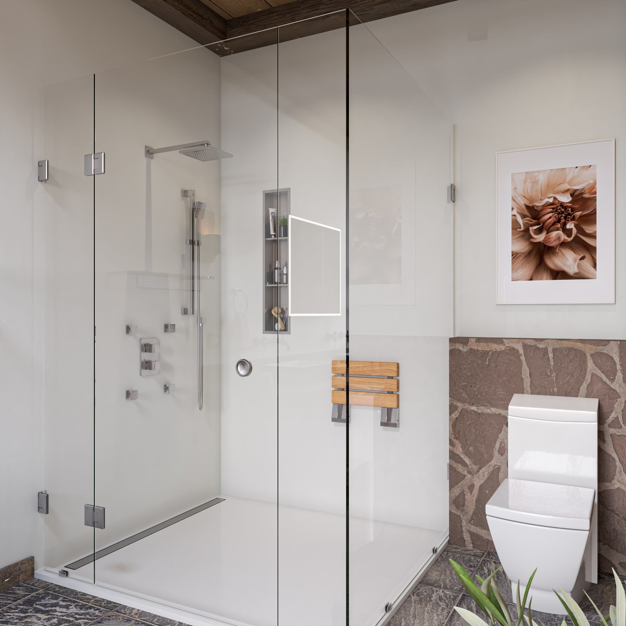 ALFI AB2287-BN Brushed Nickel 3 Way Thermostatic Shower Set with Body Sprays