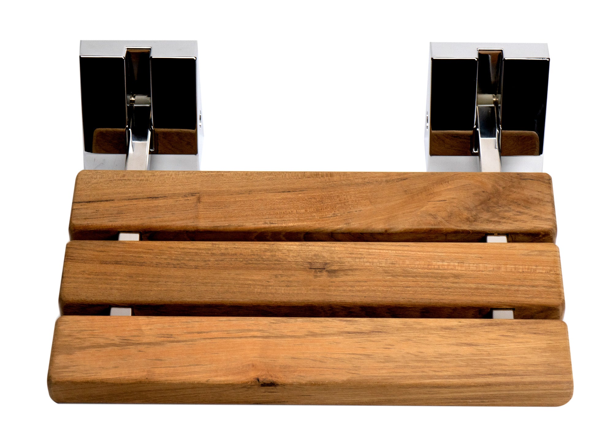 ALFI ABS16S-PC Polished Chrome 16" Folding Teak Wood Shower Seat Bench
