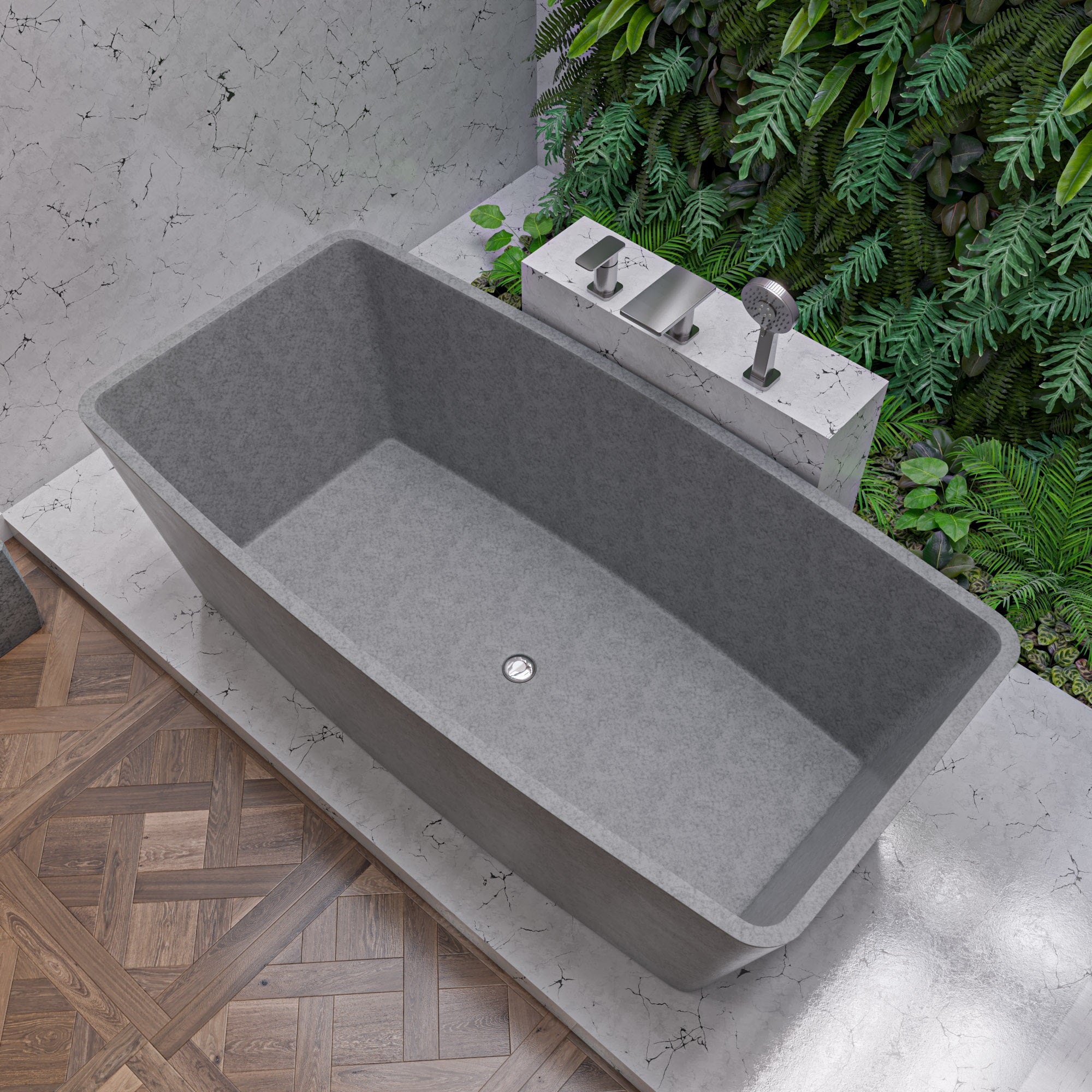 ALFI ABCO71TUB 71" Solid Concrete Rectangular Freestanding Bathtub