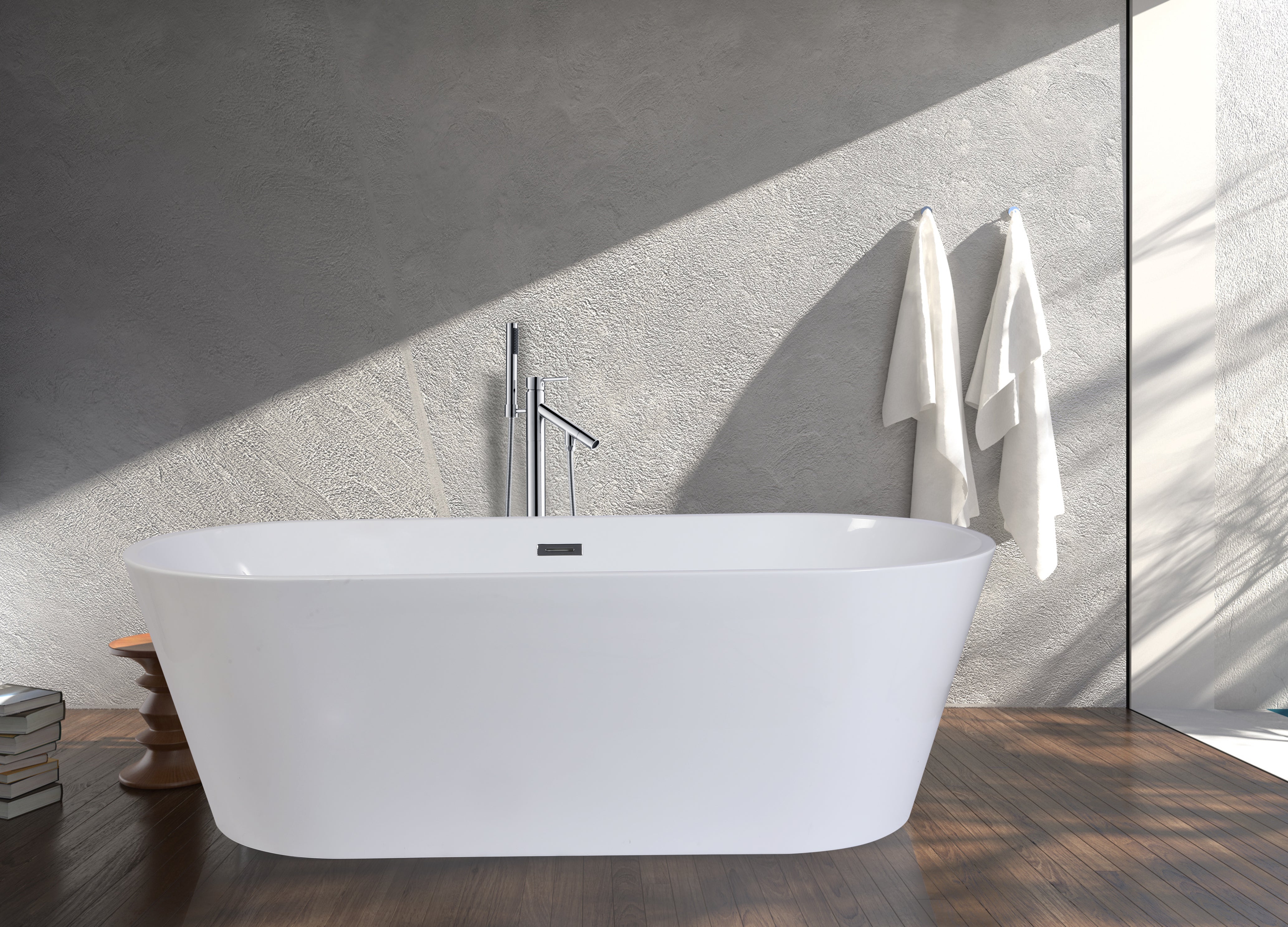 Kingston Brass VTDE713223T 71" Acrylic Oval Double Ended Freestanding Tub with Drain, Glossy White