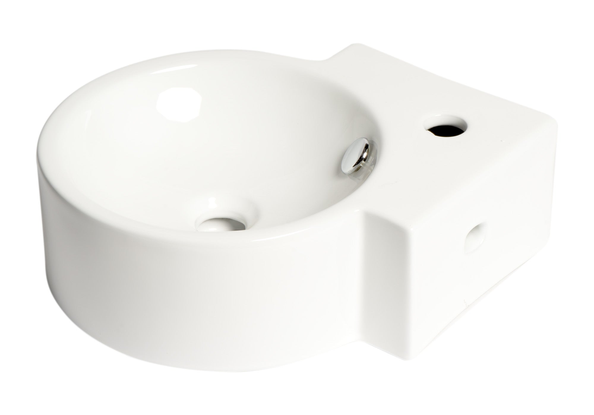 ALFI ABC121 White 17" Tiny Corner Wall Mounted Ceramic Sink with Faucet Hole