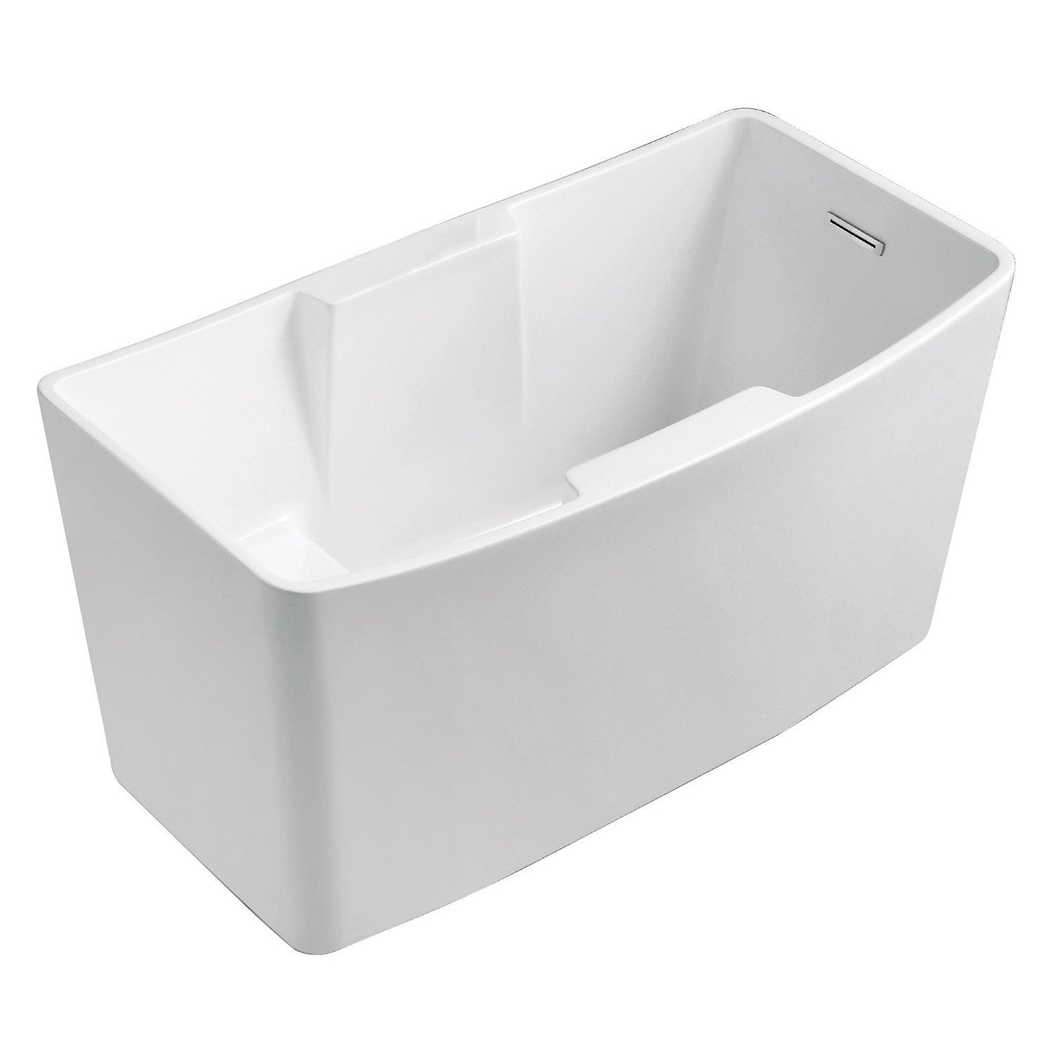 Kingston Brass VTSQ512827S 51" Acrylic Rectangular Double Slipper Freestanding Tub with Drain and Integrated Seat, Glossy White