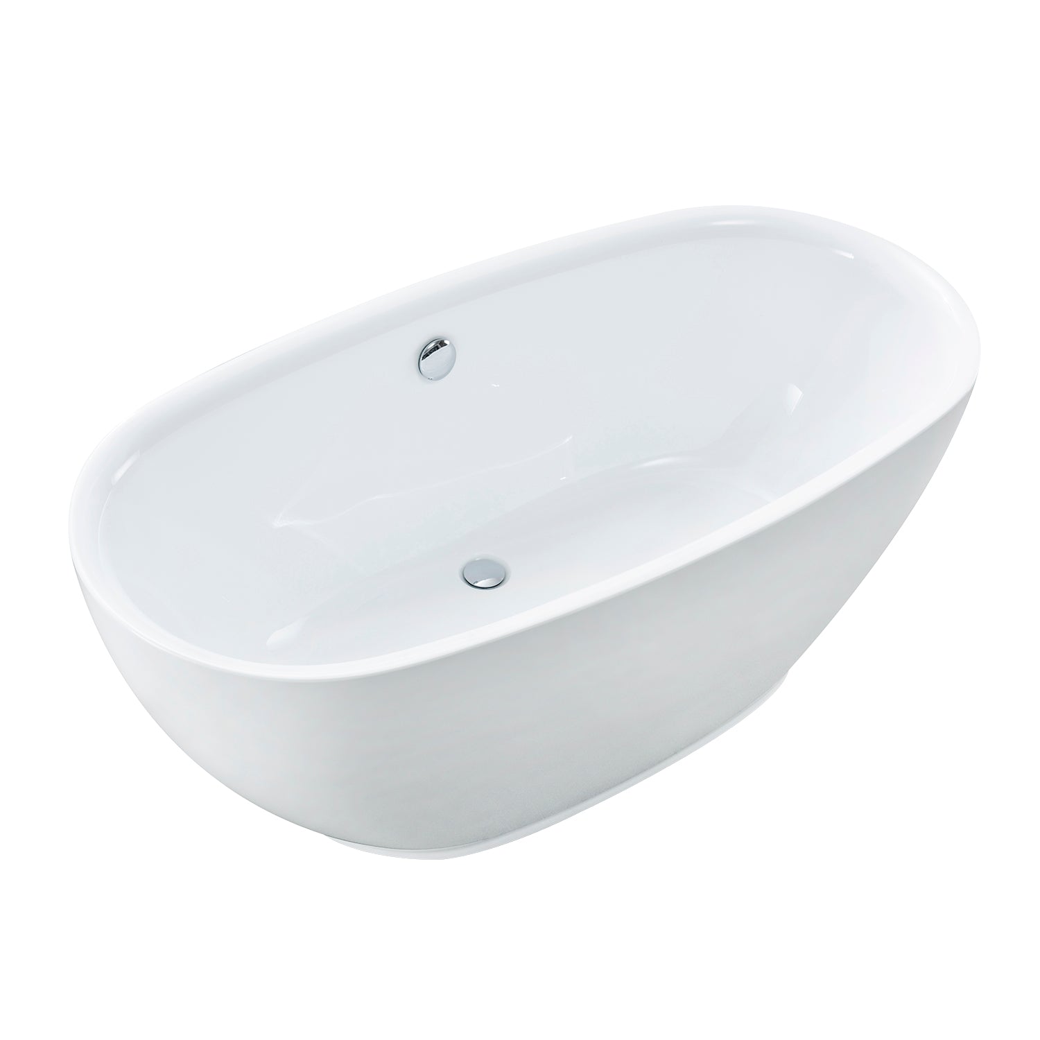 Kingston Brass VTOV593023U 59" Acrylic Oval Double Ended Freestanding Tub with Drain, Glossy White