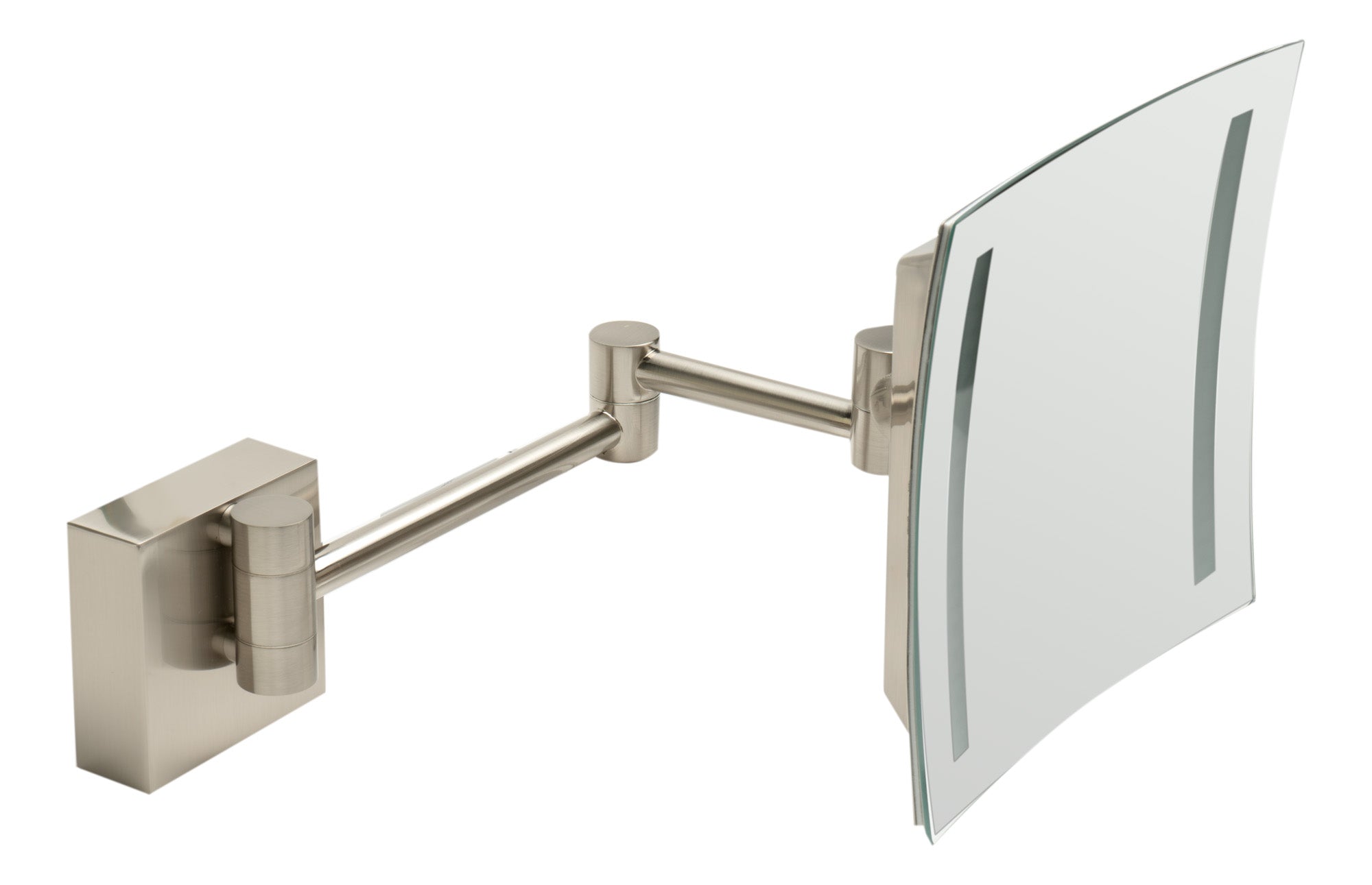 ALFI ABM8WLED-BN Brushed Nickel Wall Mount Square 8" 5x Magnifying Cosmetic Mirror with Light