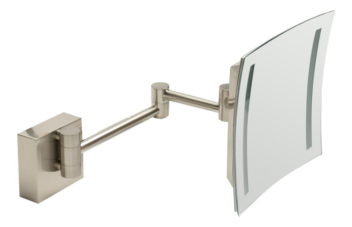 ALFI ABM8WLED-BN Brushed Nickel Wall Mount Square 8" 5x Magnifying Cosmetic Mirror with Light