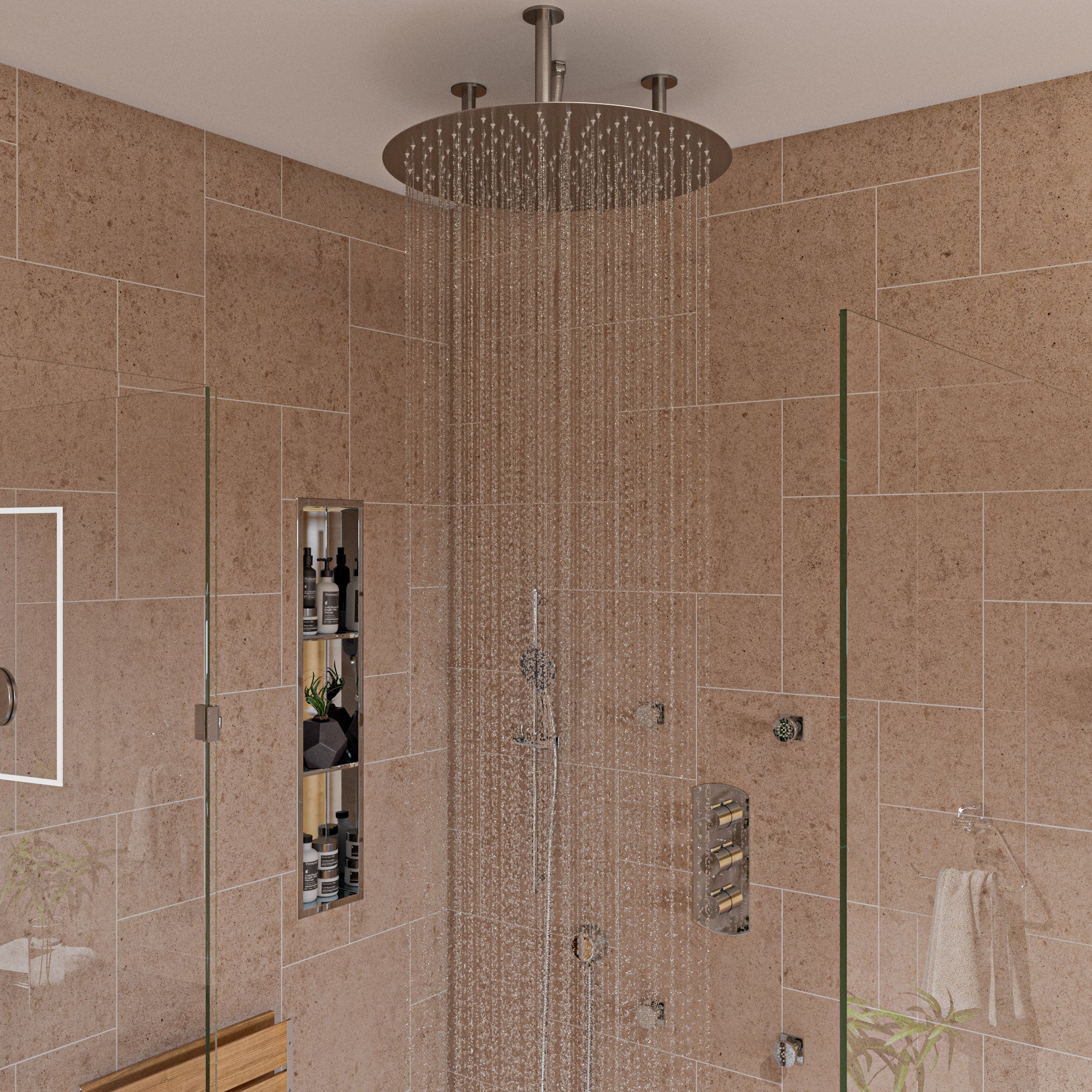 ALFI AB4001-PC Polished Chrome Concealed 3-Way Thermostatic Valve Shower Mixer Round Knobs