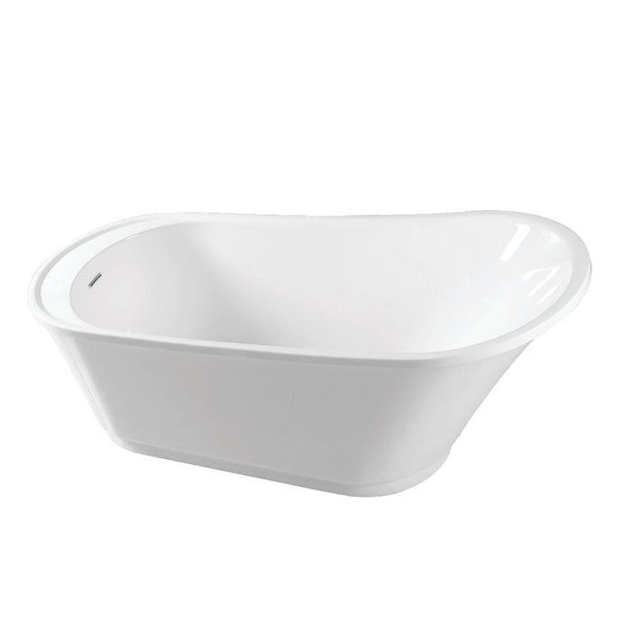 Kingston Brass VTRS592826Q 60" Acrylic Oval Single Slipper Freestanding Tub with Drain, Glossy White