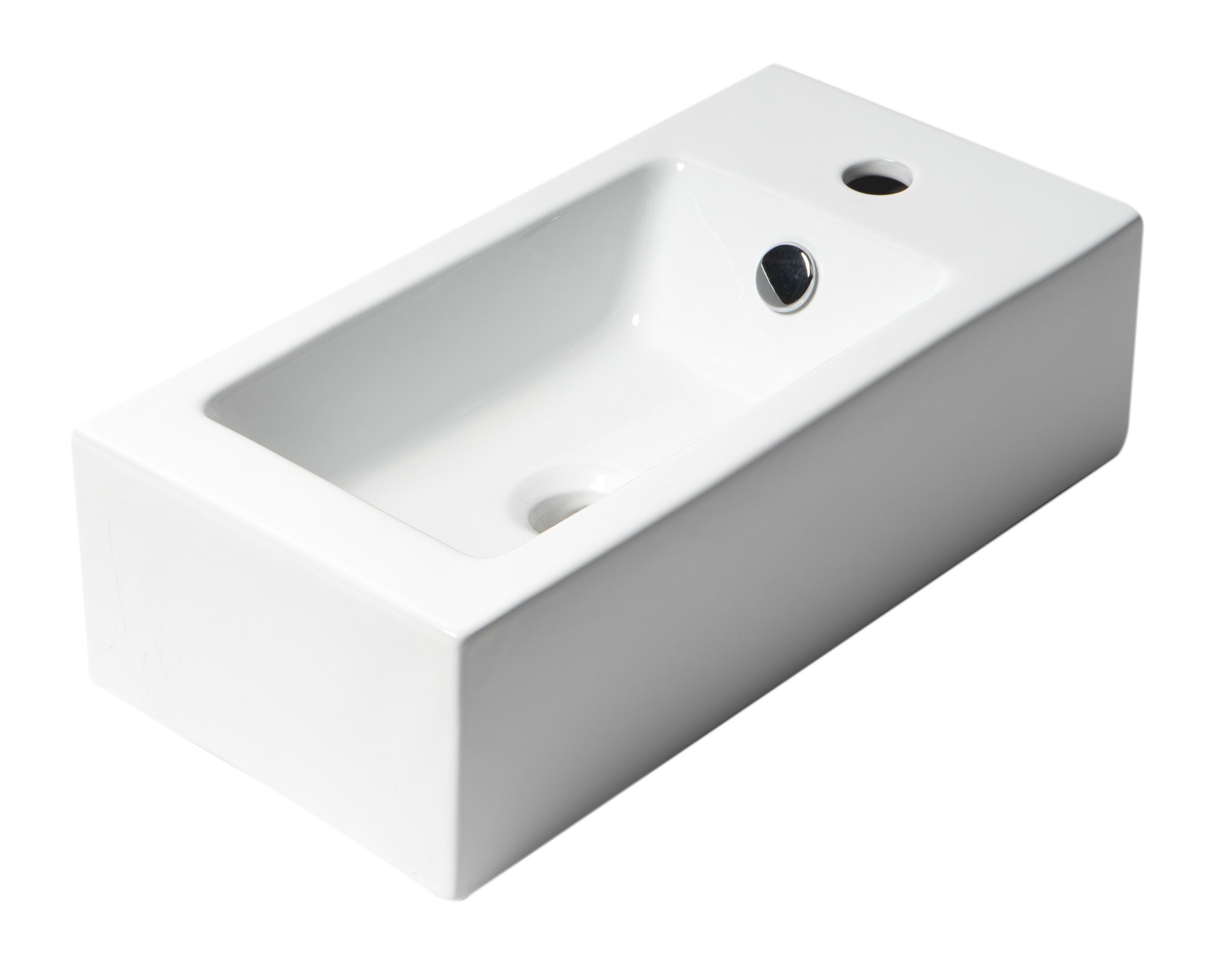 ALFI ABC116 White 20" Small Rectangular Wall Mounted Ceramic Sink with Faucet Hole