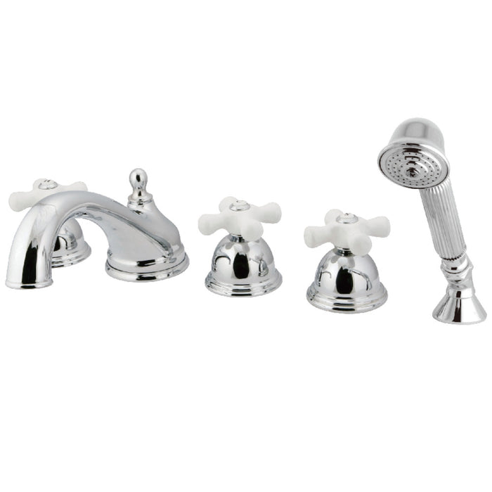 Kingston Brass KS33515PX Milano 5-Piece Roman Tub Faucet with Hand Shower, Polished Chrome