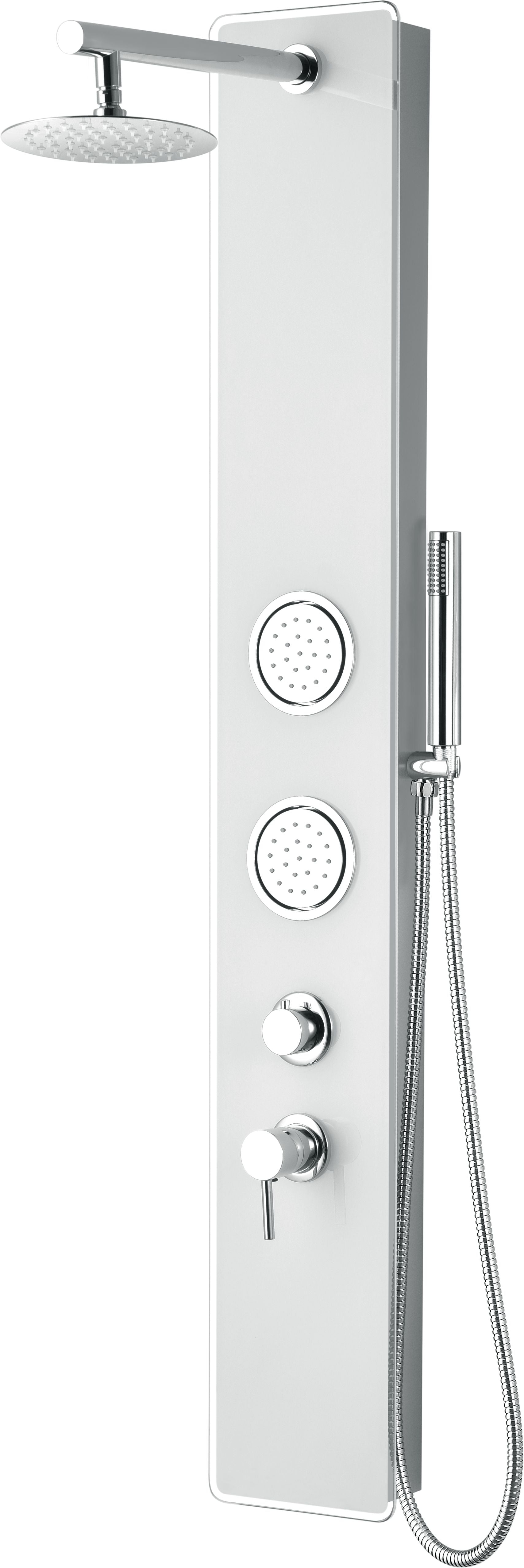 ALFI ABSP50W White Glass Shower Panel with 2 Body Sprays and Rain Shower Head