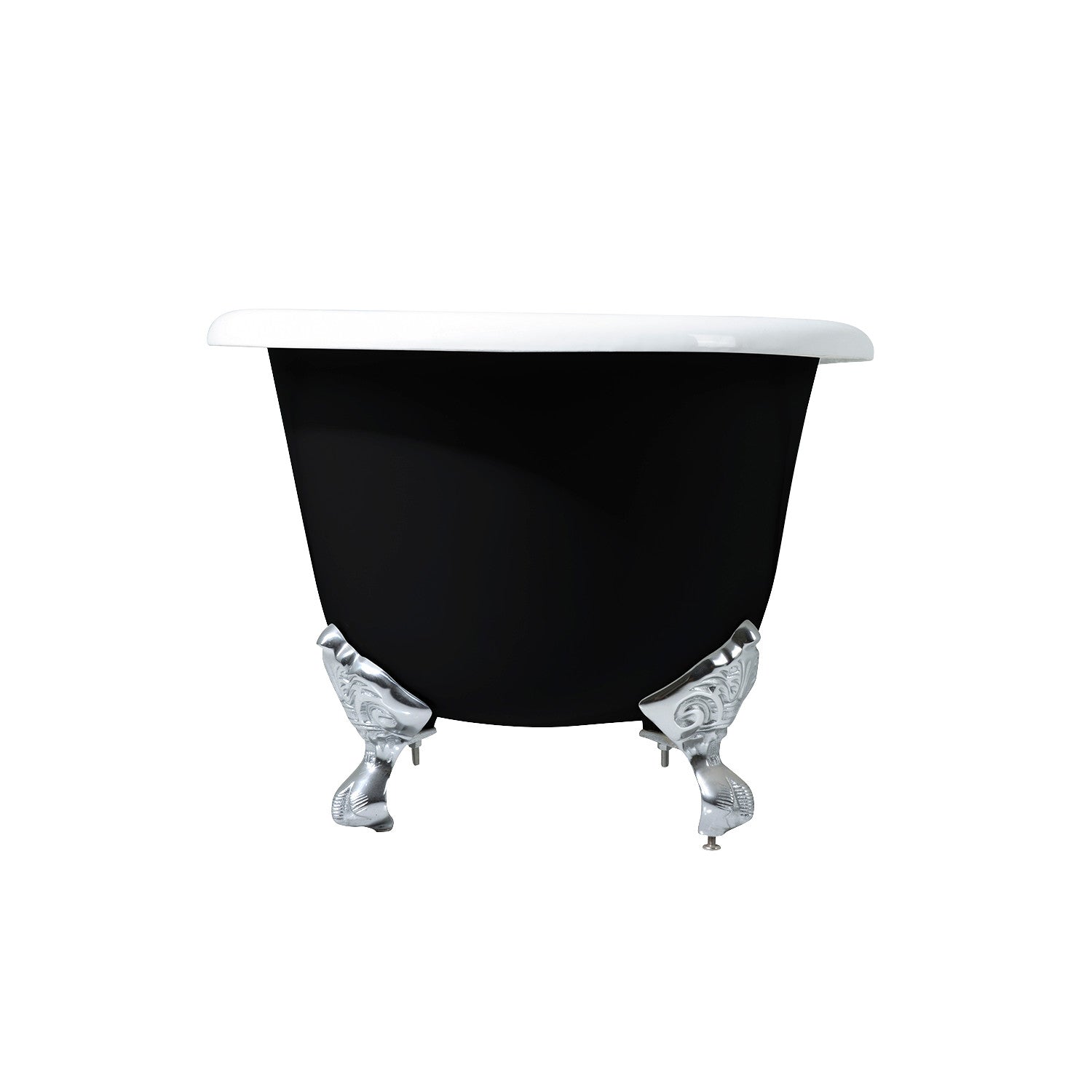 Aqua Eden VBT7D663013NB1 66" Cast Iron Oval Double Ended Clawfoot Tub (7" Faucet Drillings), Black/White/Polished Chrome