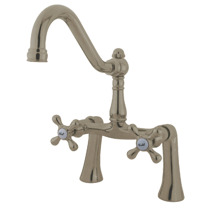 Kingston Brass KS3238AX Restoration 7" Center Deck-Mount Clawfoot Tub Faucet, Brushed Nickel