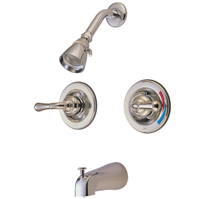 Kingston Brass KB678 Magellan Double-Handle Pressure Balanced Tub and Shower Faucet, Brushed Nickel