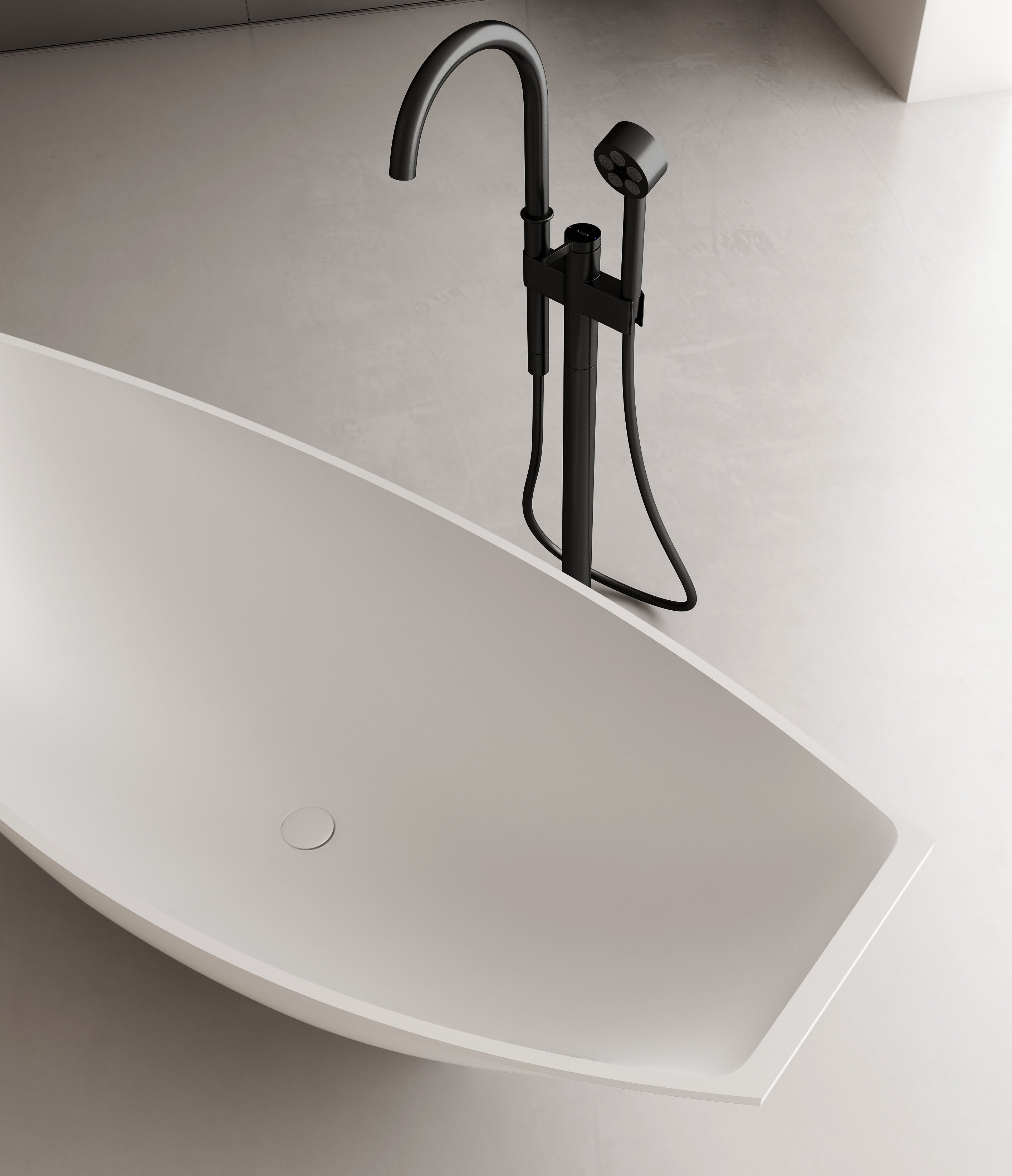 ALFI AB9991 White Matte 71" Solid Surface Resin Free Standing Hammock Style Bathtub