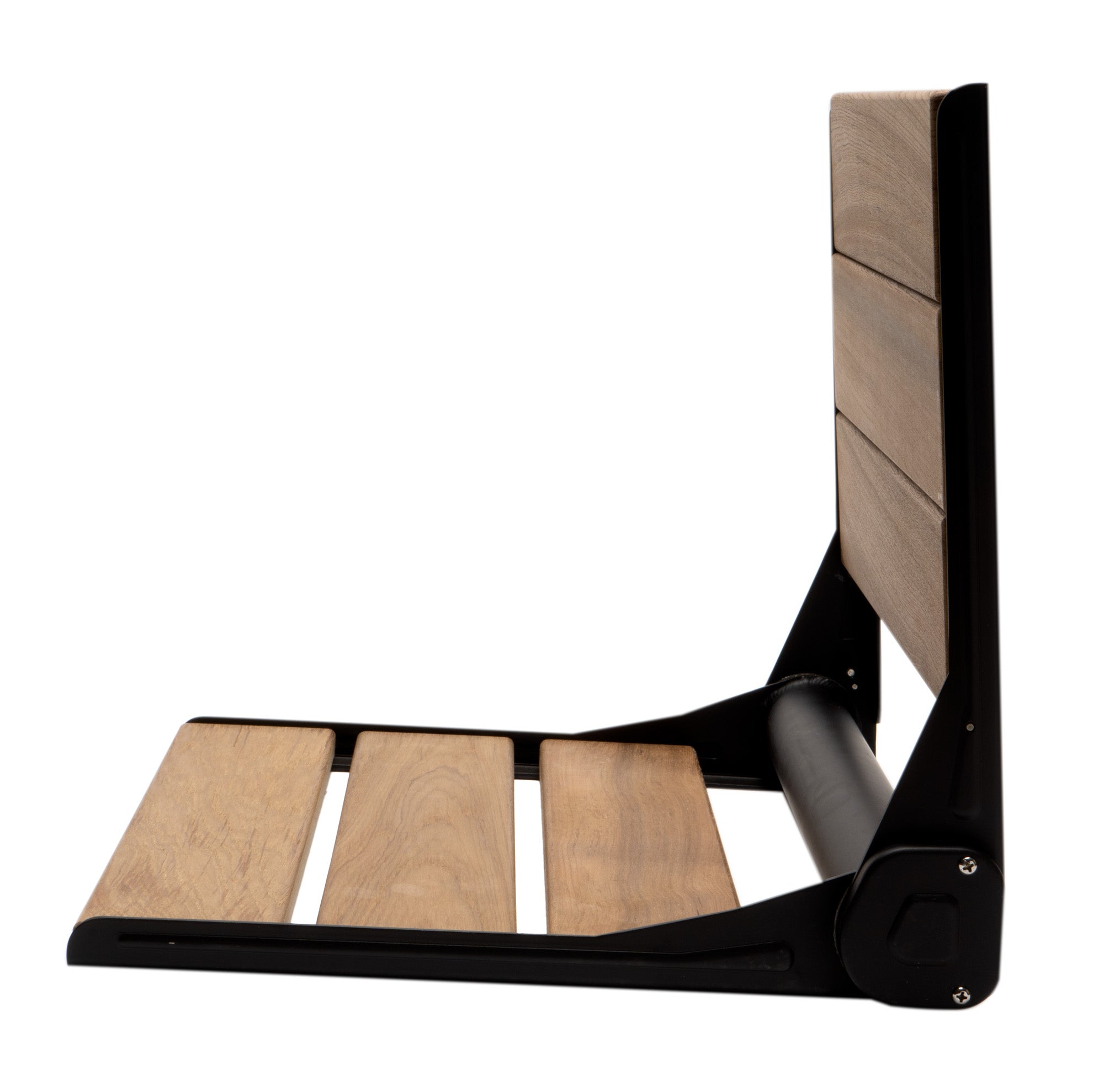 ALFI ABS17-BM Black Matte 17" Wide Foldable Teak Shower Seat with Backrest