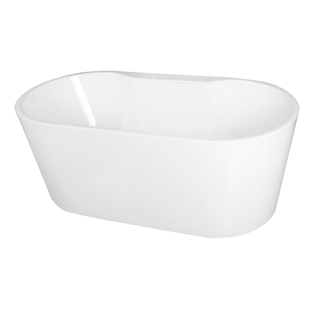 Kingston Brass VT7DE512823 51" Acrylic Oval Double Ended Freestanding Tub with Drain, Glossy White