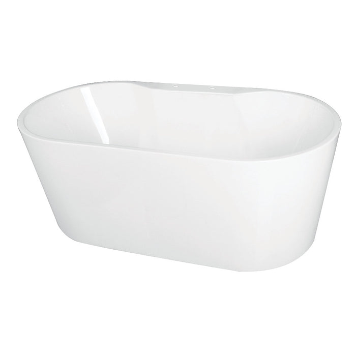 Kingston Brass VT7DE512823 51" Acrylic Oval Double Ended Freestanding Tub with Drain, Glossy White