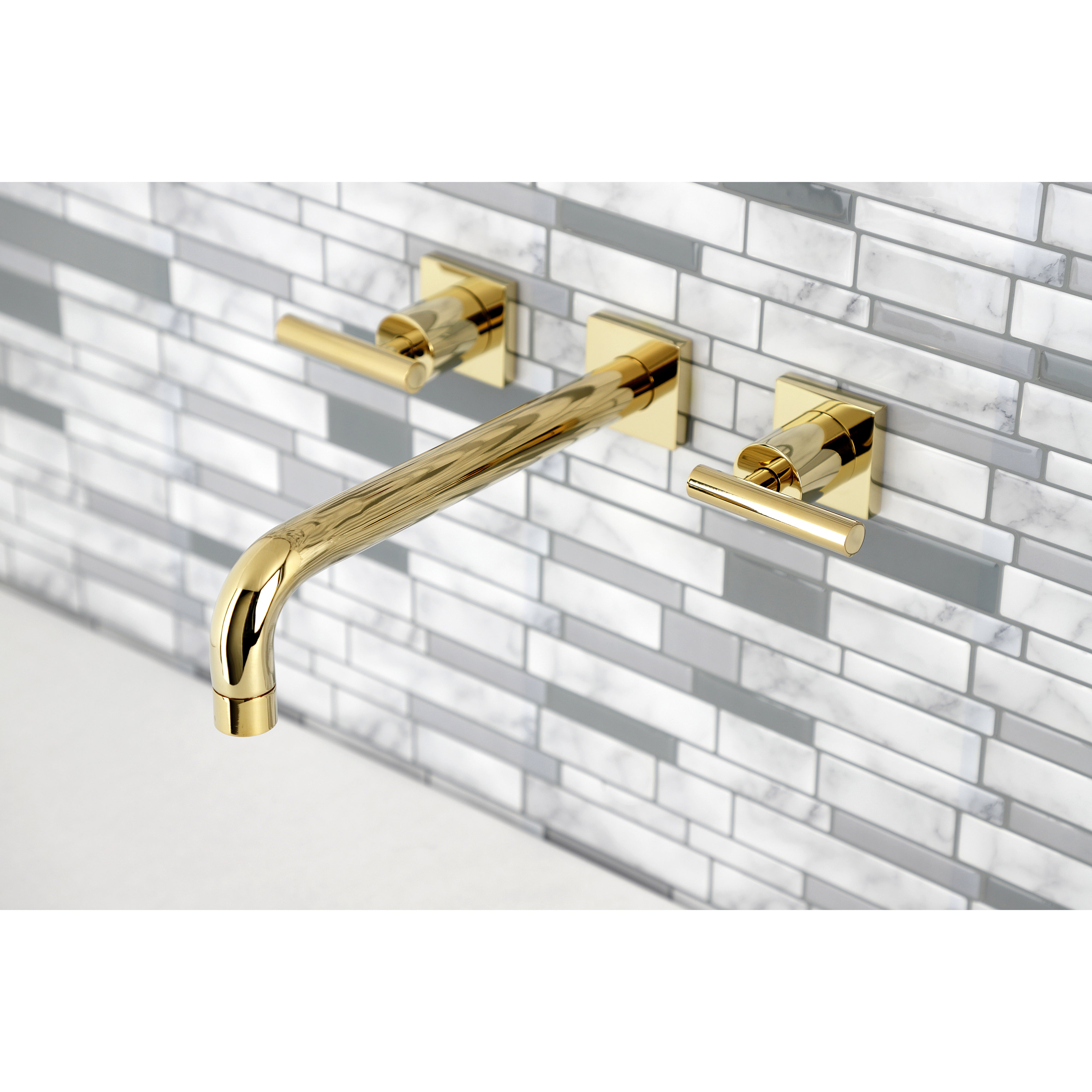 Kingston Brass KS6022CML Manhattan Two-Handle Wall Mount Roman Tub Faucet, Polished Brass