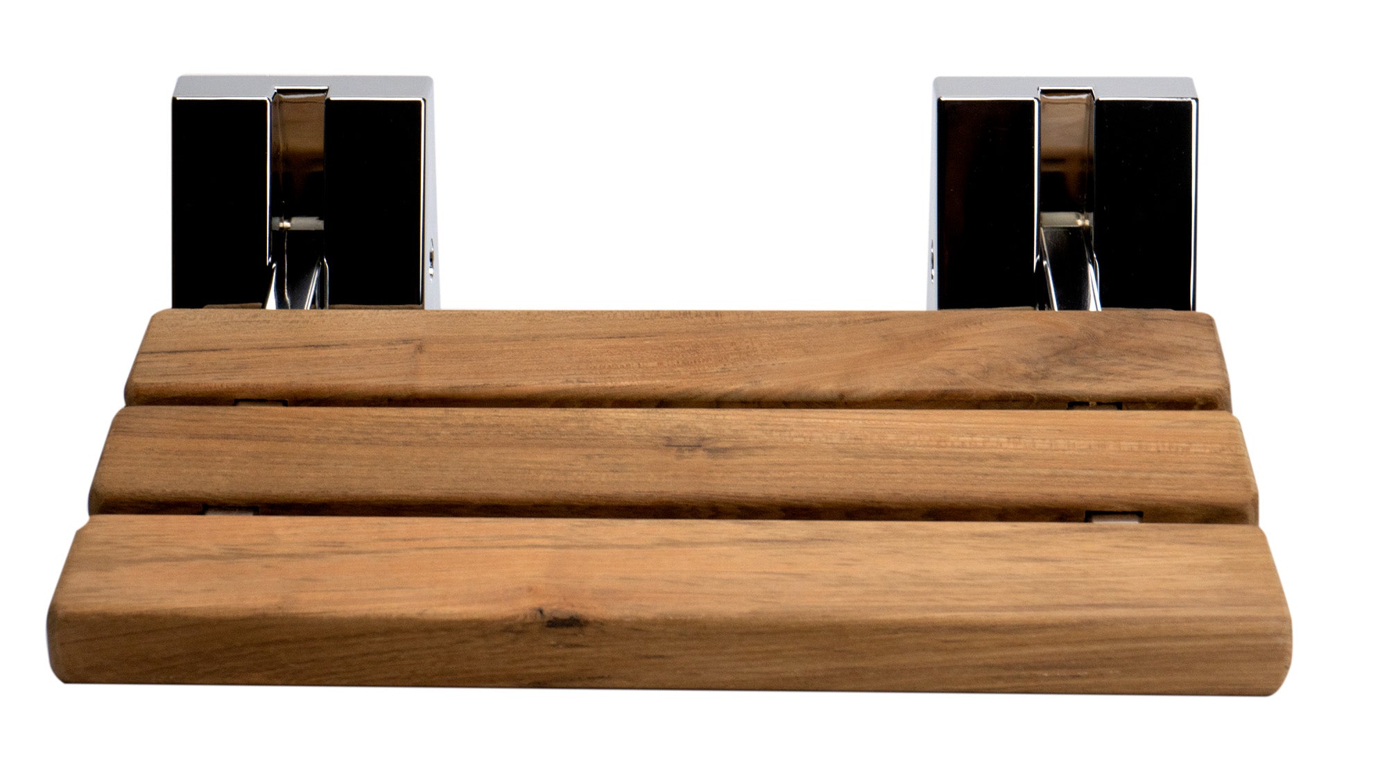ALFI ABS16S-PC Polished Chrome 16" Folding Teak Wood Shower Seat Bench