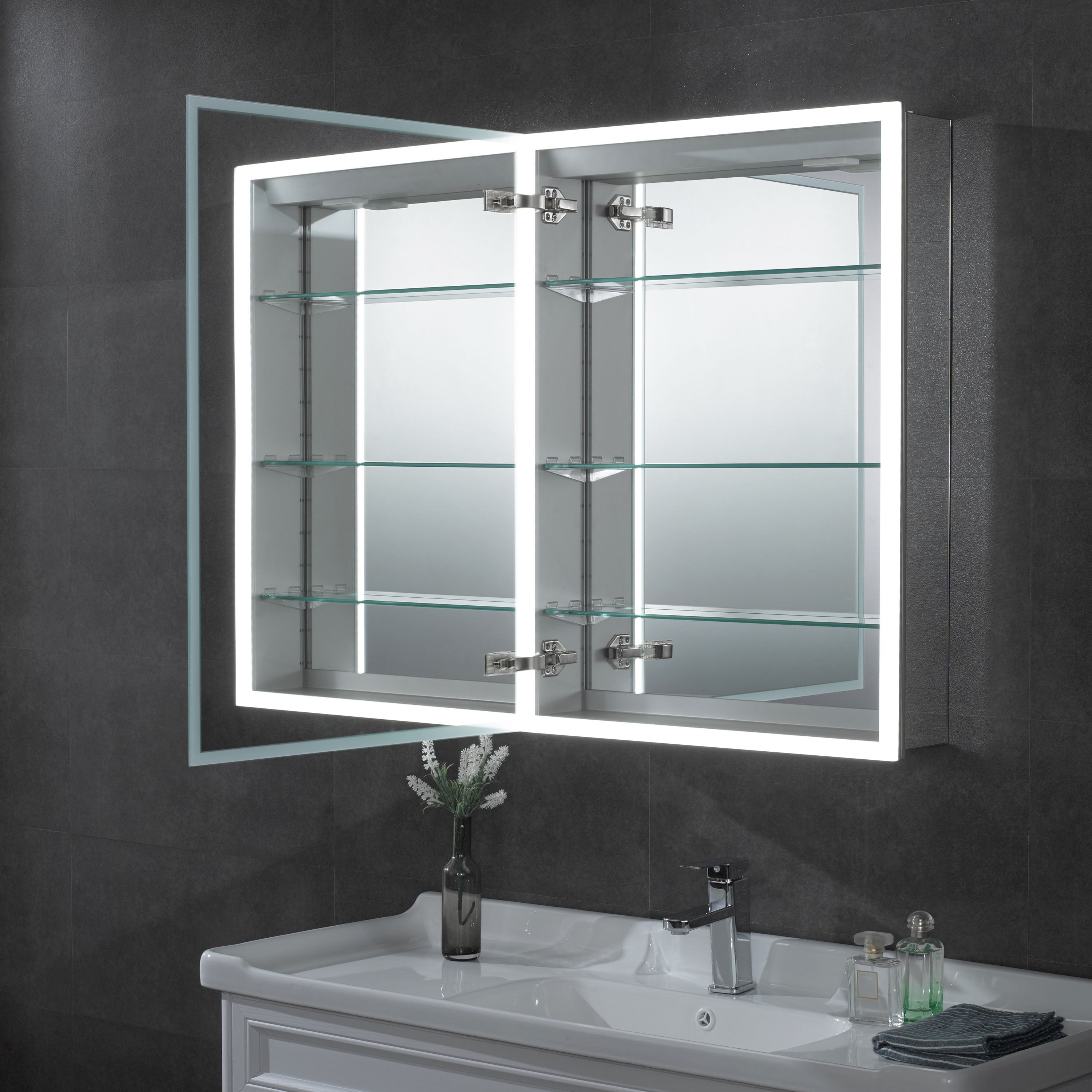 ALFI ABMC2432 24" x 32" Single Door LED Light Medicine Cabinet