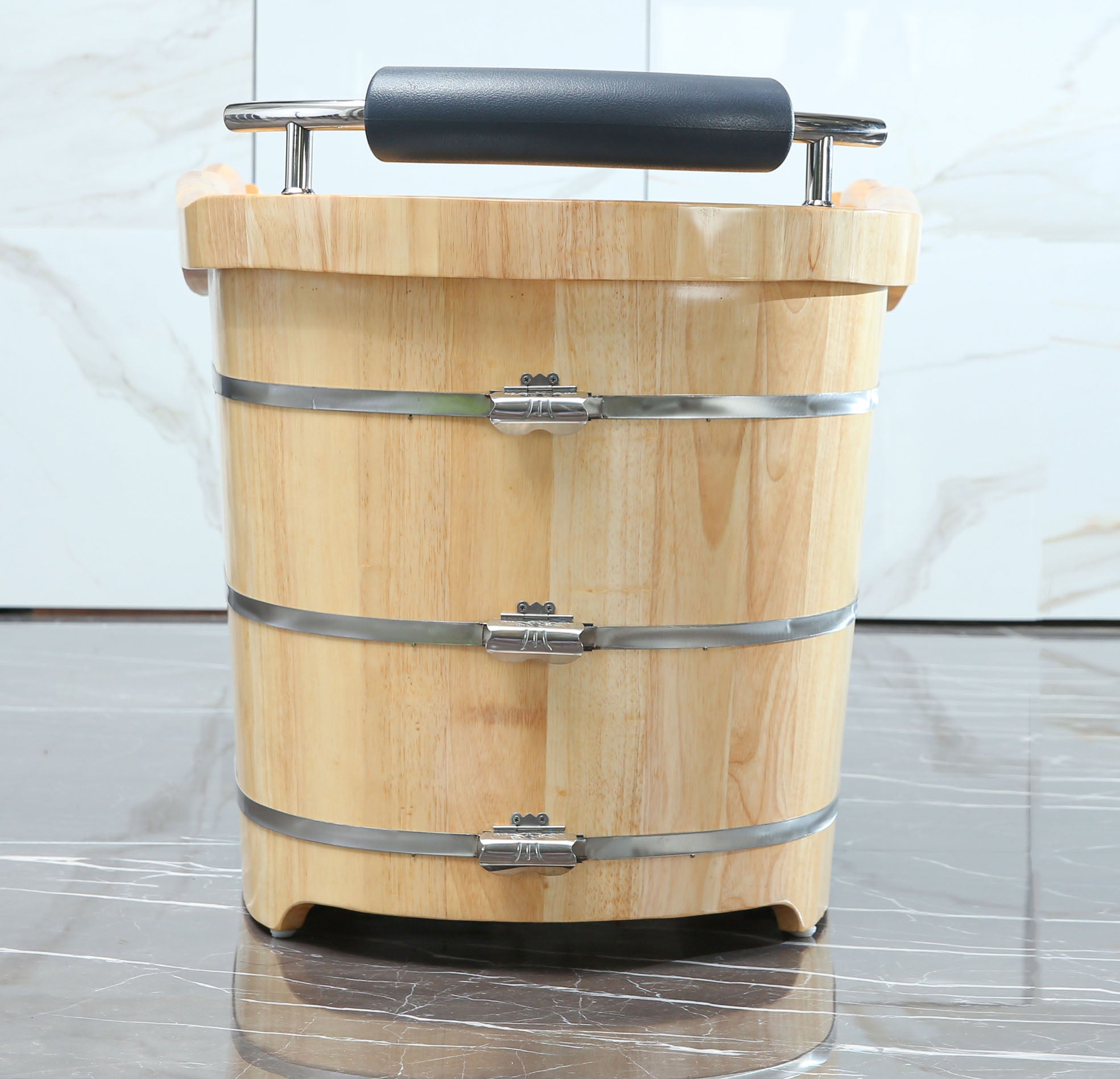 ALFI AB1163 61" Free Standing Wooden Bathtub with Cushion Headrest