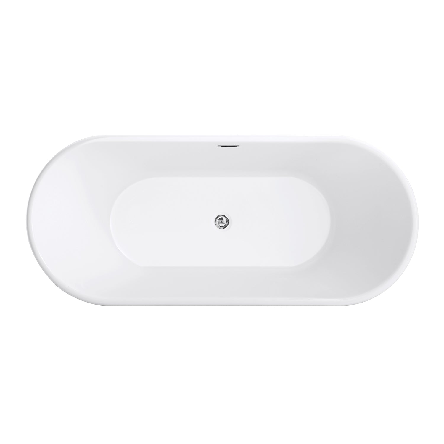 Kingston Brass VTOV633024 63" Acrylic Oval Double Ended Freestanding Tub with Drain, Glossy White