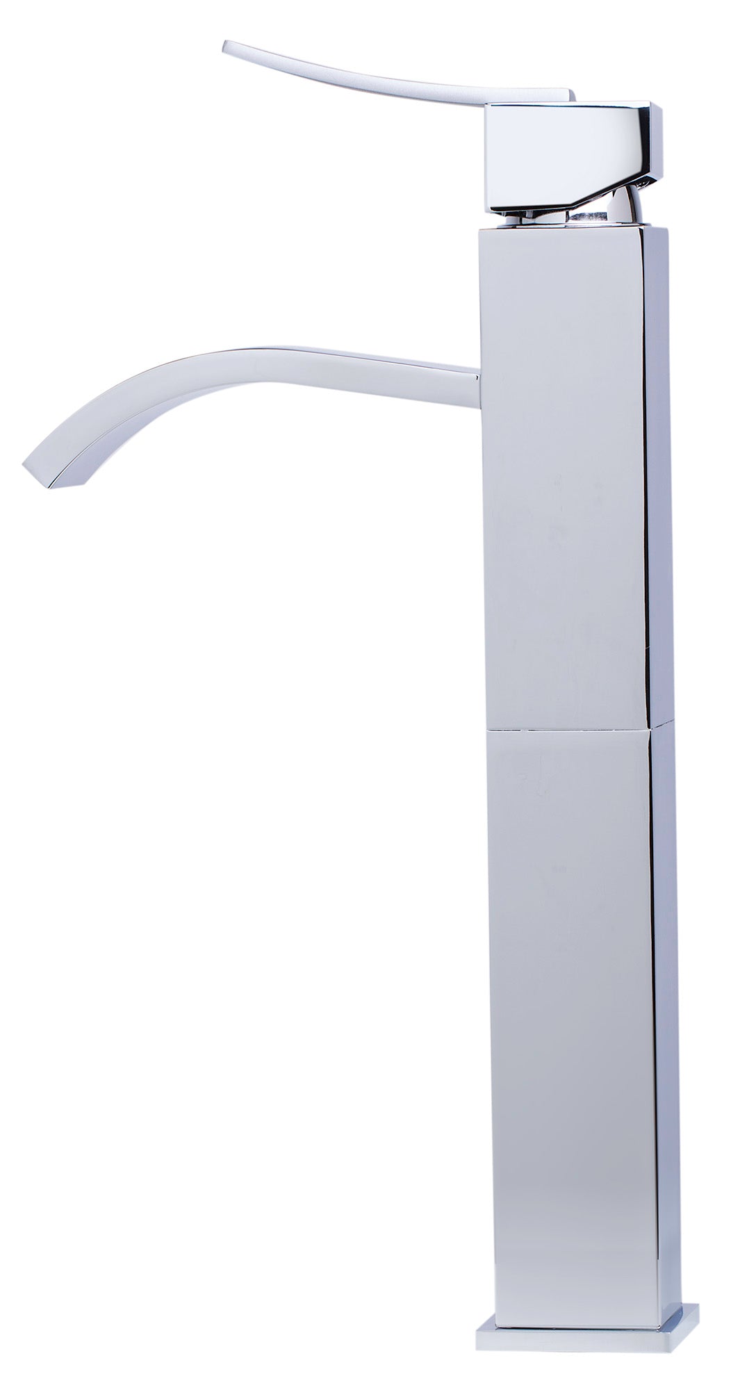 ALFI AB1158-PC Tall Polished Chrome Tall Square Body Curved Spout Single Lever Bathroom Faucet