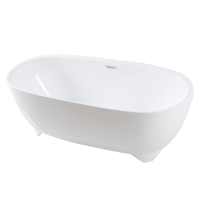 Kingston Brass VTDE673123S 67" Acrylic Oval Double Ended Freestanding Tub with Drain, Glossy White