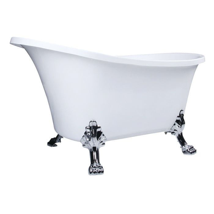 Aqua Eden VTND512824WAC1 51" Acrylic Oval Double Slipper Clawfoot Tub (No Faucet Drillings), Glossy White/Polished Chrome