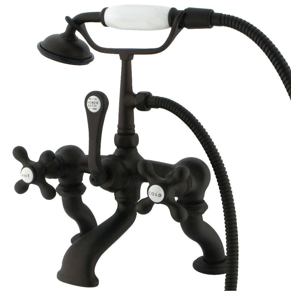 Kingston Brass CC415T5 Vintage 7" Center Deck-Mount Clawfoot Tub Faucet with Hand Shower, Oil Rubbed Bronze
