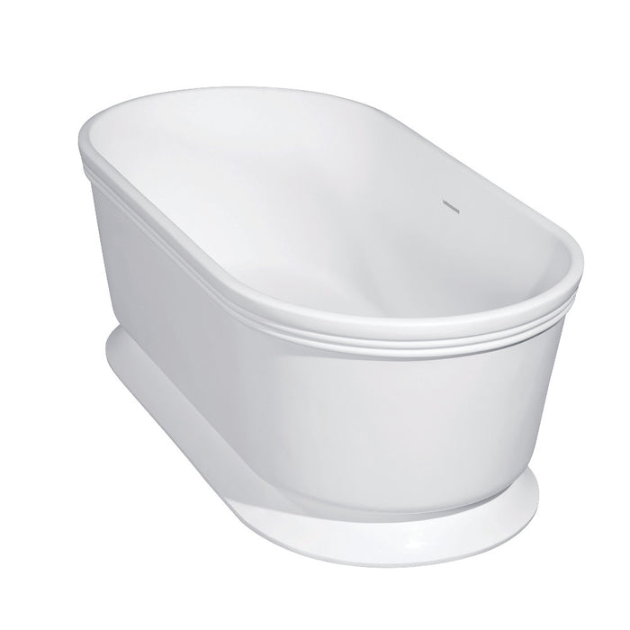 Aqua Eden VRTDE593023 59" Solid Surface Oval Double Ended Pedestal Tub with Drain (No Faucet Drillings), Glossy White/Matte White