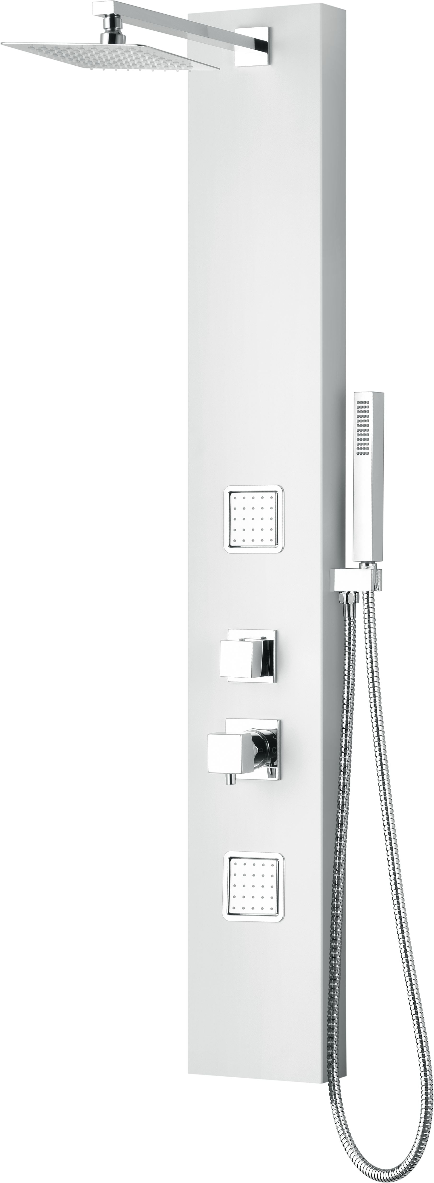 ALFI ABSP60W White Aluminum Shower Panel with 2 Body Sprays and Rain Shower Head