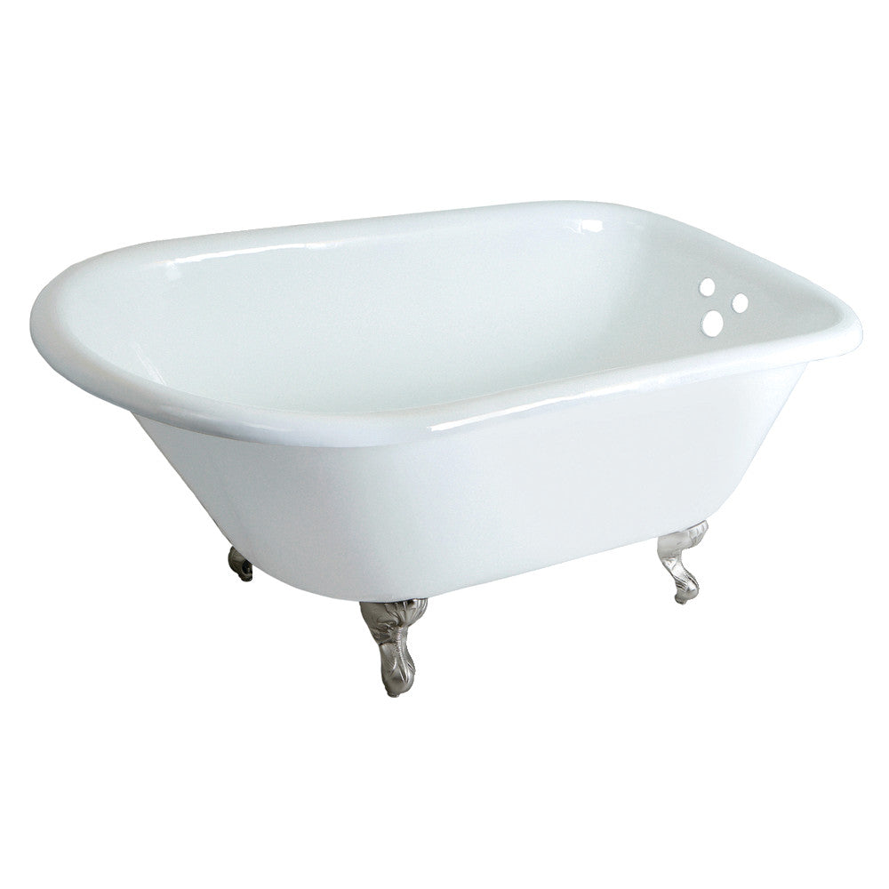 Aqua Eden VCT3D483018NT8 48" Cast Iron Classic Flat-Rim Roll Top Clawfoot Tub (3-3/8" Wall Drillings), White/Brushed Nickel