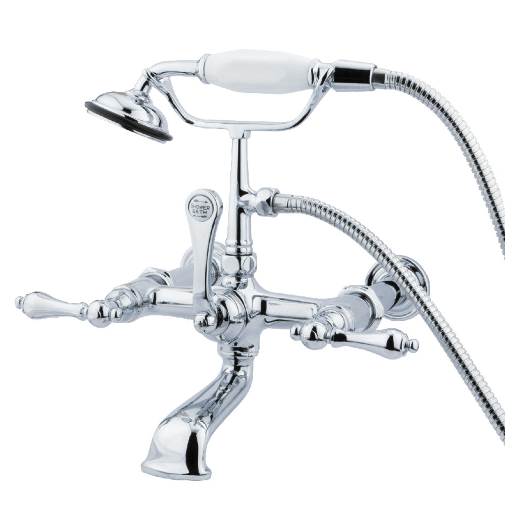 Kingston Brass CC542T1 Vintage 7-Inch Wall Mount Tub Faucet with Hand Shower, Polished Chrome