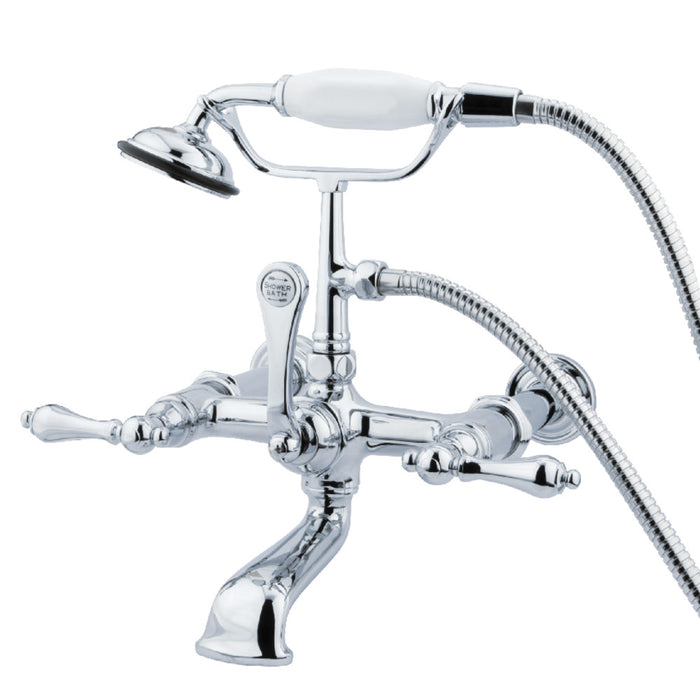 Kingston Brass CC542T1 Vintage 7-Inch Wall Mount Tub Faucet with Hand Shower, Polished Chrome