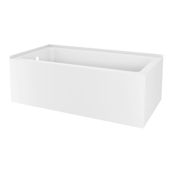 Aqua Eden VTAP6032L21TS 60" Acrylic Rectangular 2-Wall Corner Alcove Tub, Left Hand Drain, Glossy White