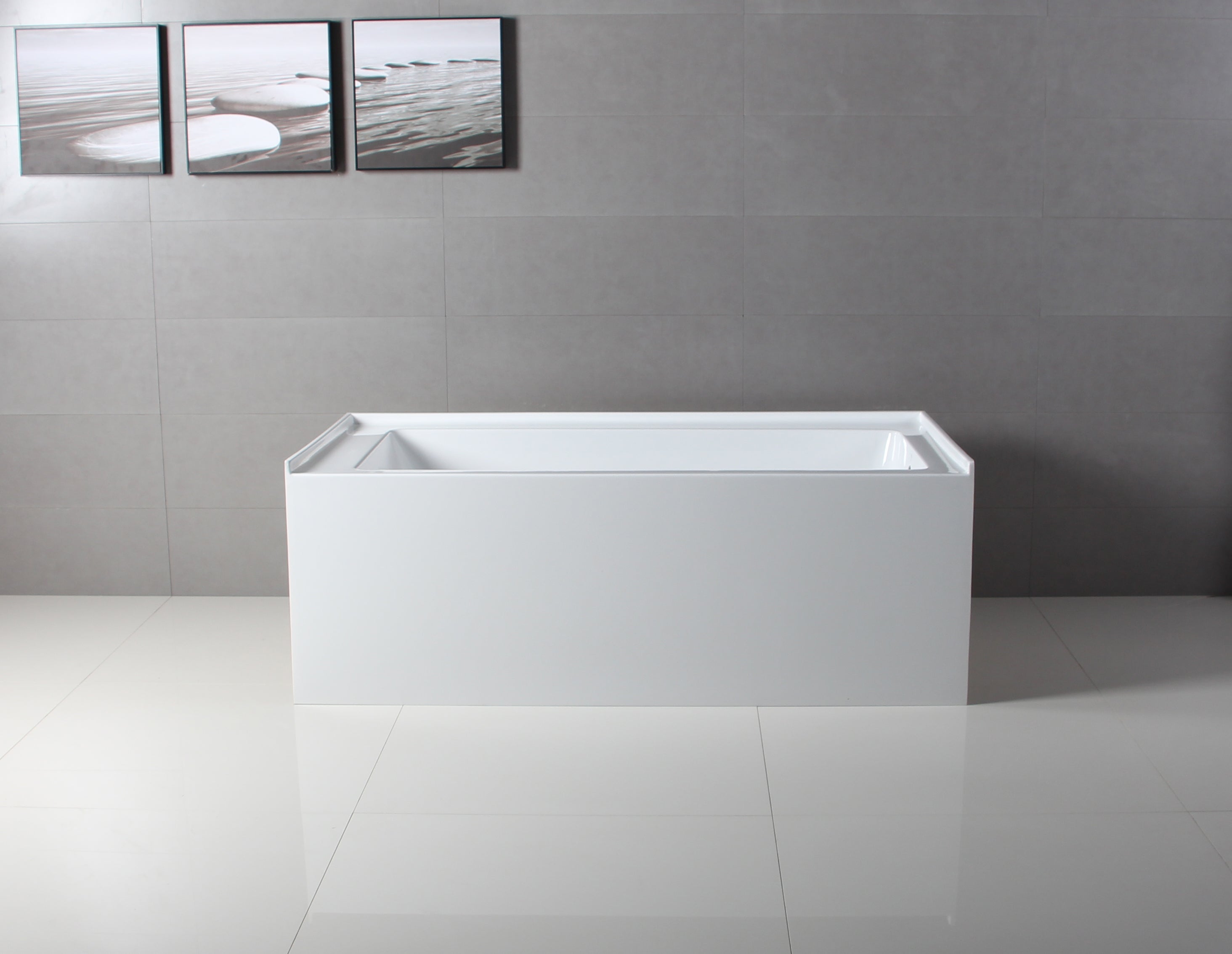 Aqua Eden VTAP603222R 60" Acrylic Rectangular 3-Wall Alcove Tub, Right Hand Drain Hole, Glossy White